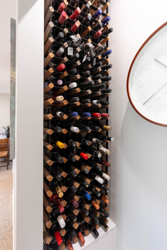 Pantry. Walk in pantry with Wine Rack shelving