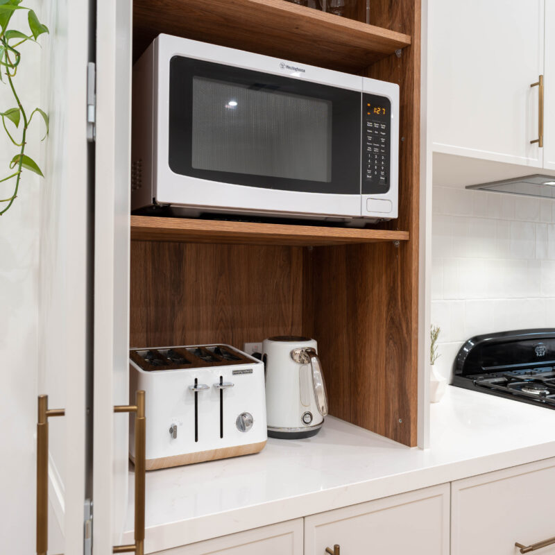 Timber internal hidden nook for small appliances