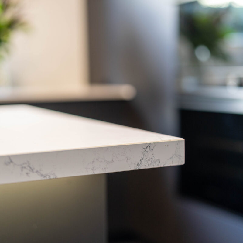 Stone benchtop. Grey and white marble look top.