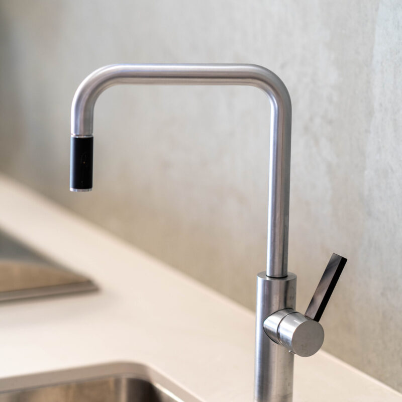 Sink and Tap. Silver tap and bowl.