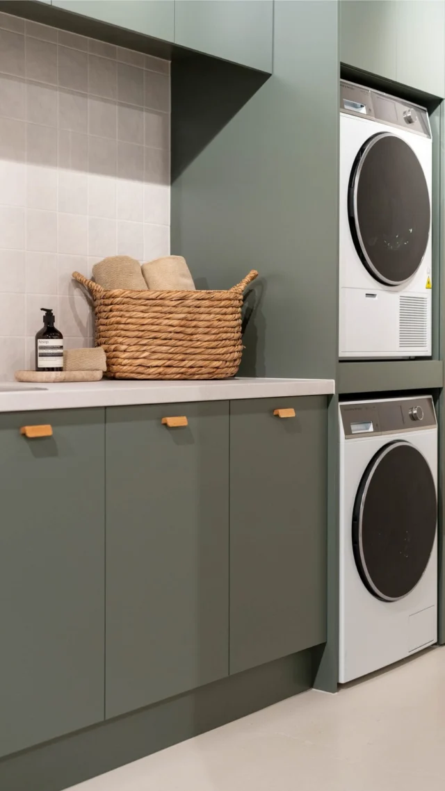 Do you wish your laundry room was as functional as this?
A custom design can maximise your space with a cabinetry layout that incorporates storage, and hidden features that make doing the laundry so much easier!
See this stunning soft green laundry on display at our Farquhar Hutt Street showroom, or view our online gallery for more laundry inspiration.